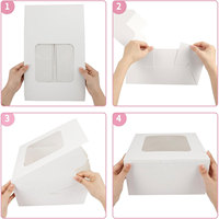 Boîtes à gâteaux 10x10x5 pouces, blanches, carrées, en carton, avec fenêtre transparente, pour gâteaux, pâtisseries, chocolats, biscuits, tartes, fête des mères
