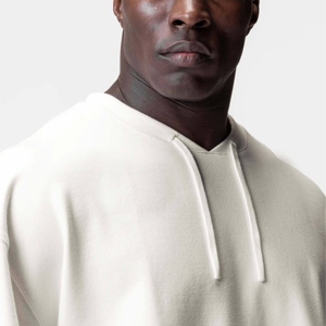 T-shirts pour hommes, streetwear formel, surdimensionné, en laine peignée, col rond, manches courtes, épaules tombantes, personnalisé, lourd, pour la salle de sport et le fitness - Product Image 3