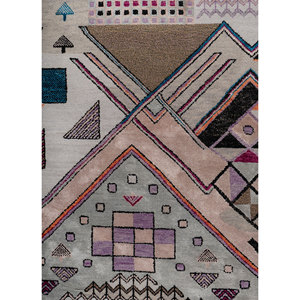 Manchaha Geometric Hand Knotted Wool & Bamboo Silk <b>Rug</b> 10mm <b>Thick</b> Rectangle for Home Living Room Hallway-Les-1215 in <b>Grey</b> Black - Product Image 3