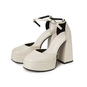 Sandales à talons hauts pour femmes de haute qualité, en cuir véritable, polyvalentes, confortables et décontractées - Product Image 1