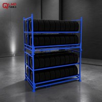 Étagère de rangement légère en acier inoxydable personnalisée, revêtement poudré, anti-rouille, avec fentes réglables, fabricant d'étagères à pneus