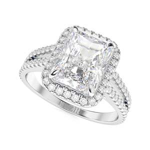 แหวนหมั้นเพชรทรงรัศมี RITZIN แบบ Halo Split Shank สำหรับผู้หญิง สีโรสโกลด์/สีเงิน สไตล์น่ารัก - Product Image 3