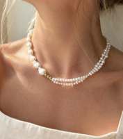 Collier de perles baroques en or 18 carats superposé, avec pierres naturelles et perles d'eau douce, bijoux uniques et charmants, vente en gros, idéal pour un cadeau