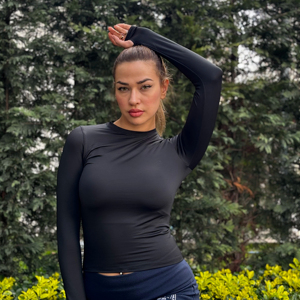 เสื้อยืดออกกำลังกายแขนยาวของผู้หญิงระบายอากาศได้ดีเสื้อใส่เล่นโยคะวิ่งขี่จักรยานใส่ลำลองเข้ารูปมีโลโก้ด้านหน้า - Product Image 1