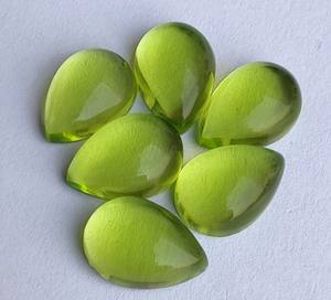 พลอยควอตซ์ทรงหลวมตัดลูกแพร์อัญมณีสีเขียวธรรมชาติสำหรับทำเครื่องประดับทรงแบน - Product Image 4