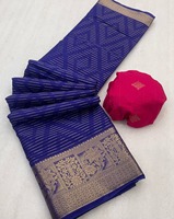 Saree en soie georgette viscose avec tissu en soie de tissage viscose premium vente en gros de haute qualité
