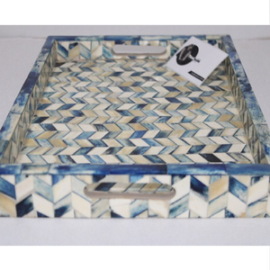 Plateau de service en incrustation d'os naturel, élégant et esthétique pour la maison, plateau de présentation de boissons d'inspiration vintage, disponible au prix de gros - Product Image 5