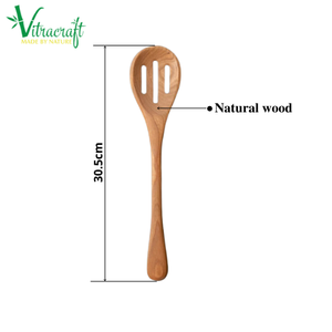 Cuillère à fente en bois vietnamien faite à la main. Cuillère en bois de qualité supérieure, cuillères de cuisson faites à la main pour filtrer les pâtes et les légumes. Cadeau significatif - Product Image 6