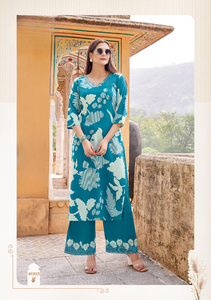 Kurti coupe pomme imprimé rayonne fantaisie pour femmes avec ensemble de pantalons afghans formels vente en ligne - Product Image 6