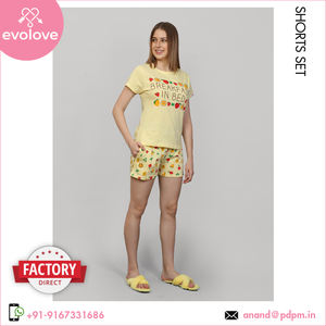 100% coton femmes 2pc anti-bactérien pyjama Shorts ensemble printemps été vêtements de nuit vêtements de nuit prix raisonnable fournisseur mondial - Product Image 3
