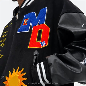 OEM Manufacturer Embroidered College Leather Sleeves Custom Logo Oversized <b>Bomber</b> Baseball Letterman <b>Varsity</b> <b>Jackets</b> - Product Image 2