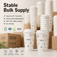 Gobelet en papier kraft à double paroi jetable, qualité alimentaire, recyclable, pour les buffets de petit-déjeuner des hôtels et les commandes directes d'usine