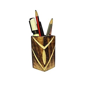 Porte-stylo en bois de bureau fait main antique, porte-gobelet exclusif pour stylo en noyer, porte-stylo en bois - Product Image 4
