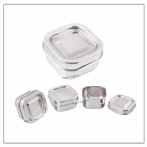 Thiết Kế Cổ Điển Nhỏ Bằng Thép Không Gỉ Vuông Dip <span class=keywords><strong>Container</strong></span> Tươi INS Phong Cách Thực Phẩm Cấp Kim Loại Trường Trẻ em' Nước Sốt Lưu Trữ Hộp Thùng - Product Image 4