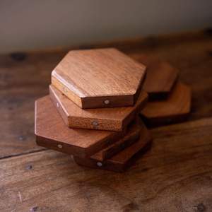 Wooden Coaster Set Crafted From Natural Solid Wood For <b>Table</b> <b>Protection</b> And Everyday Beverage Use - Product Image 3