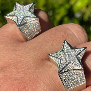 2025 luxe 18K plaqué or blanc personnalisé forme d'étoile 925 bague en argent Sterling diamant Vvs Moissanite bague en diamant pour hommes - Product Image 6