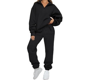 Conjunto Deportivo Casual de 2 Piezas para Mujer, Top con Cierre y Pantalones Deportivos con Cintura Elástica - Product Image 3