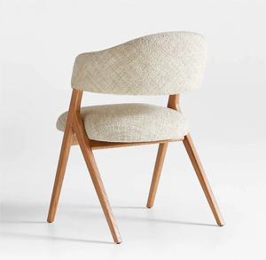 Chaise moderne en teck rembourrée pour salle à manger et hôtellerie, cadre en teck massif de qualité supérieure, dossier incurvé confortable - Product Image 4