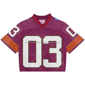 เสื้อเจอร์ซีย์ฟุตบอลอเมริกันเสื้อบาสเก็ตบอลแขนสั้นโอเวอร์ไซส์พิมพ์ซับลิเมชันดีไซน์ล่าสุดแฟชั่นฤดูร้อน - Product Image 1