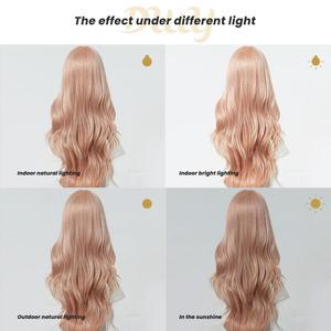 วิกผมสังเคราะห์แบบไม่ต้องใช้กาว Nora-DWY สีชมพูอ่อนไฮไลท์ 136 ฟิลเตอร์ ลูกไม้แบบโปร่งใส ไม่มีลูกไม้สีตัดกัน - Product Image 5