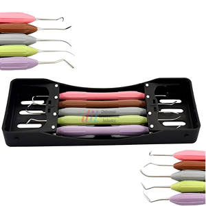 For Dental Filling Composite Instruments Set 5 Pcs Manual <b>Steel</b> Double Ended <b>Silicone</b> Handle Restorative Free Cassette - Product Image 2