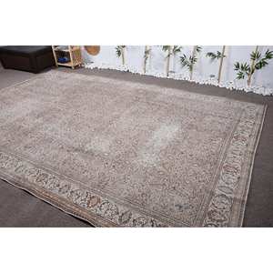 Alfombra turca Vintage Floral Beige clásica, área grande de 8,3x12,7 pies, Material de piel de lana, látex para entrada, alfombra rectangular para pasillo - Product Image 3