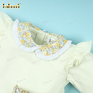 Ensemble de 2 pièces Kansai, imprimé animal jaune, 100% coton, ensembles de luxe pour filles, certifié OEKO-TEX, lavable, OEM ODM, vente en gros - BB3189 - Product Image 5