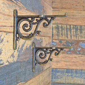 Vintage Cast Iron <b>Shelf</b> Bracket <b>Wall</b> <b>Mounted</b> Decorative <b>Corner</b> Angle Support Heavy Duty Rustic Metal <b>Shelf</b> Holder - Product Image 3