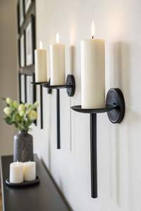 Applique murale à 3 bras en métal noir mat unique, style moderne minimaliste, porte-bougie conique pour décoration unique de la maison, de l'hôtel ou de mariage - Product Image 4