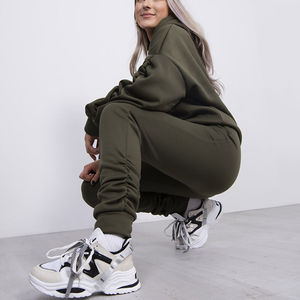 Women's Drawstring Hoodie and <b>Sweatpants</b> <b>Set</b> in Custom Sweat Suit <b>Set</b> for Winter Exercise Made of 100% Cotton - Product Image 6