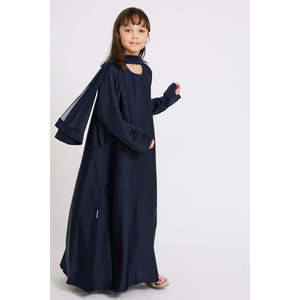 อบายะห์แบบปิดเหนือกาลเวลาสำหรับเด็กสาวรุ่นพรีเมี่ยมพร้อมปลอกแขนพับ-สีกรมท่าเข้ม - Product Image 6