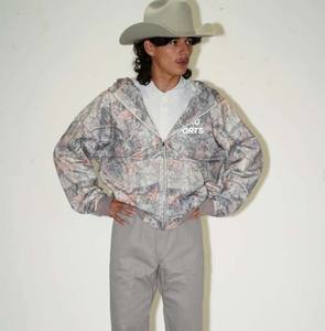 Venta al por mayor de la prima de peso pesado de algodón de camuflaje sudadera con cremallera personalizable con logotipo frontal Tie-Dye impresión en línea disponible - Product Image 5