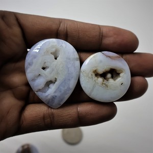 หินคาลซิโดนีทรงหลังเบี้ยสีฟ้าธรรมชาติแบบ100% อัญมณีหลวมสำหรับทำเครื่องประดับหินอัญมณี - Product Image 5