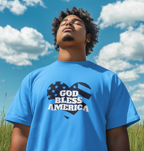 T-shirts imprimés de haute qualité God Bless America 100% coton avec fibre de bambou de style formel en polyester - Product Image 2