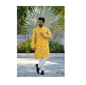 Men Kurta Manufacturer in India Wedding Party Causal Wear Cotton Men Kurta Pajama