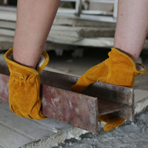 Gants de travail en cuir Gants de sécurité anti-coupure Flex Grip Tough Cowhide for Gardening Wood Cutting Truck Driving Yard Work - Product Image 2