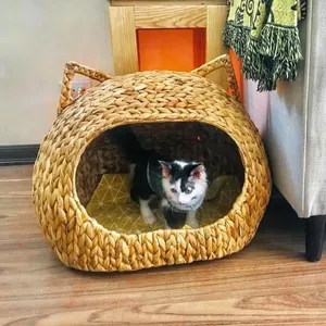 Venta al por mayor directo de fábrica personalizable hecho a mano Casa de mascotas nueva cama con cojín diseño OEM directo de Vietnam - Product Image 4