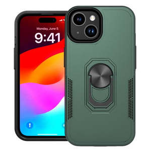 Coque pour iPhone 15 6.1 Nouveau Design avec Anneau de Support Vert - Product Image 1