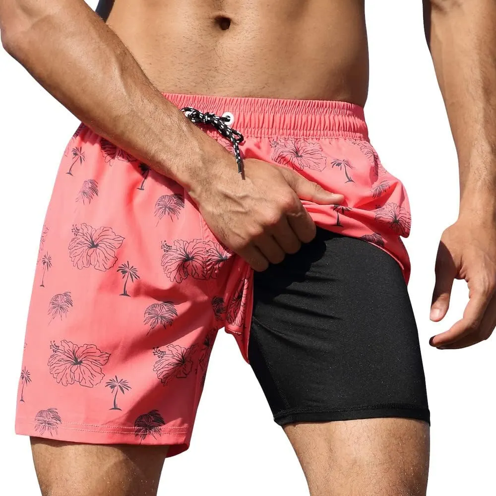 Wholesale Excellent Quality Swim Trunks with Compression Liner Quick Dry 2 in 1 Board Shorts Swimwear