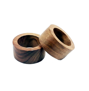 Porte-rond de serviette en bois décoration de table de fête de mariage porte-anneau de serviette de luxe plaqué or anneaux de serviette creux avec vente - Product Image 3