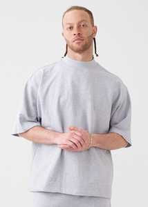 T Shirt Homme Personnalisé Surdimensionné Boxy T Shirt Rib Peached French Terry Woven Cotton Mock Neck Drop Shoulder Heavyweight T Shirt - Product Image 5