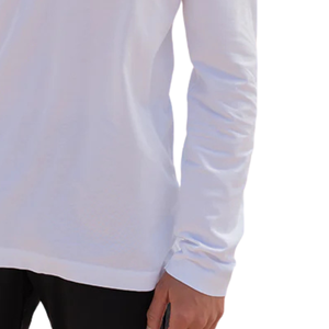 <b>Men</b> <b>White</b> Heavyweight <b>Long</b> <b>Sleeve</b> Crew Neck T <b>Shirt</b> 100% Luxury Organic Cotton Pre Shrunk GOTS Certified Premium Classic Fit Tee - Product Image 5