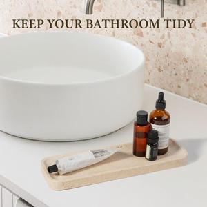 Plateau de toilette rectangulaire en travertin avec finition naturelle lisse pour la décoration intérieure moderne, élégant présentoir pour bijoux et parfums - Product Image 3