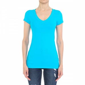 Camisetas básicas personalizadas, camisetas para mujer con estampado blanco en blanco, Camiseta lisa de verano, camisetas de algodón con cuello en V profundo para mujer, camisetas esenciales - Product Image 1
