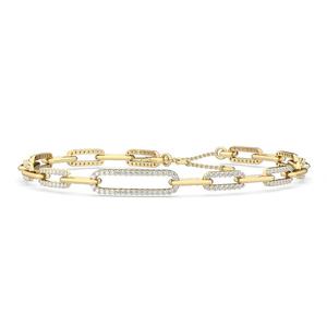 Trendy Linking Designer S925 Pulsera de moissanita de plata en eslabones de diamantes modernos chapados en oro amarillo y acabado de alto brillo - Product Image 3