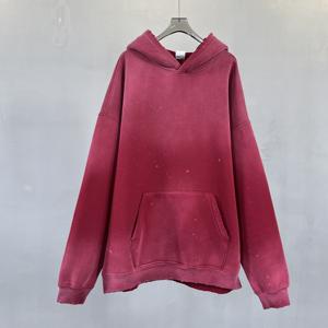 Sweat à capuche personnalisé à ourlet brut 360 Gsm, broderie surdimensionnée décolorée au soleil, lavage à l'acide, sweats à capuche pour hommes - Product Image 3