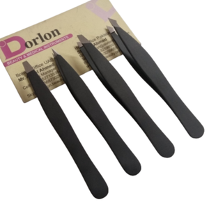 Pince à épiler à sourcils noire en acier inoxydable de style poisson de haute qualité marque privée personnalisée en gros écologique incliné CE ISO - Product Image 1