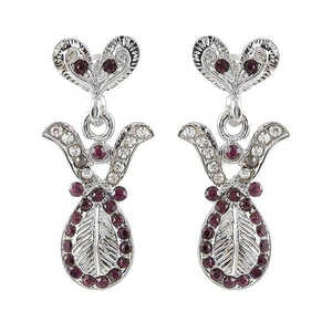 Boucles d'oreilles fines plaquées or Kriaa avec pierre autrichienne violette 1302212 - Product Image 1