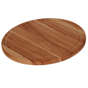 Tabla de cortar redonda de madera de haya de 30 cm con ranura para jugo, acabado con aceite vegetal, tabla para servir, venta al por mayor, logotipo personalizado - Product Image 1