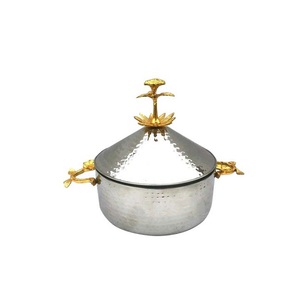 Marmite à fondue à motif gaufré, très vendue, avec bouton et poignées dorés, utilisée pour la cuisine en plein air et pour servir les aliments prêts à l'emploi - Product Image 6